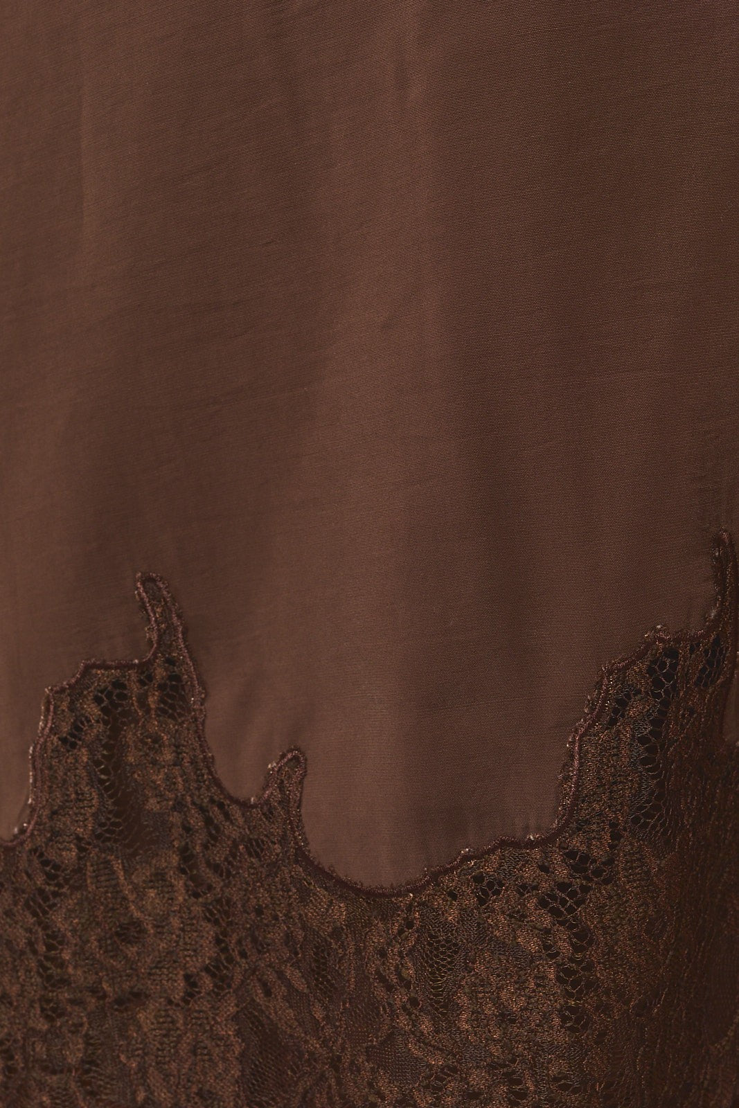Lovelace Lace Hem Button Down - Dark Brown