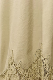 Lovelace Lace Hem Button Down - Olive