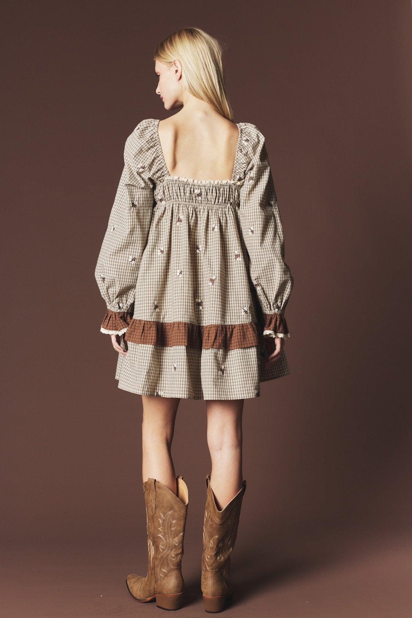 Lovesong Plaid Heart Pocket Mini Dress - Westly