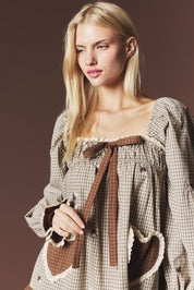 Lovesong Plaid Heart Pocket Mini Dress - Westly