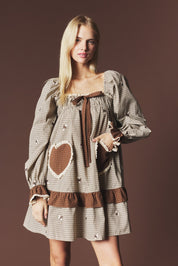 Lovesong Plaid Heart Pocket Mini Dress - Westly
