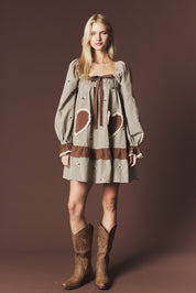 Lovesong Plaid Heart Pocket Mini Dress - Westly