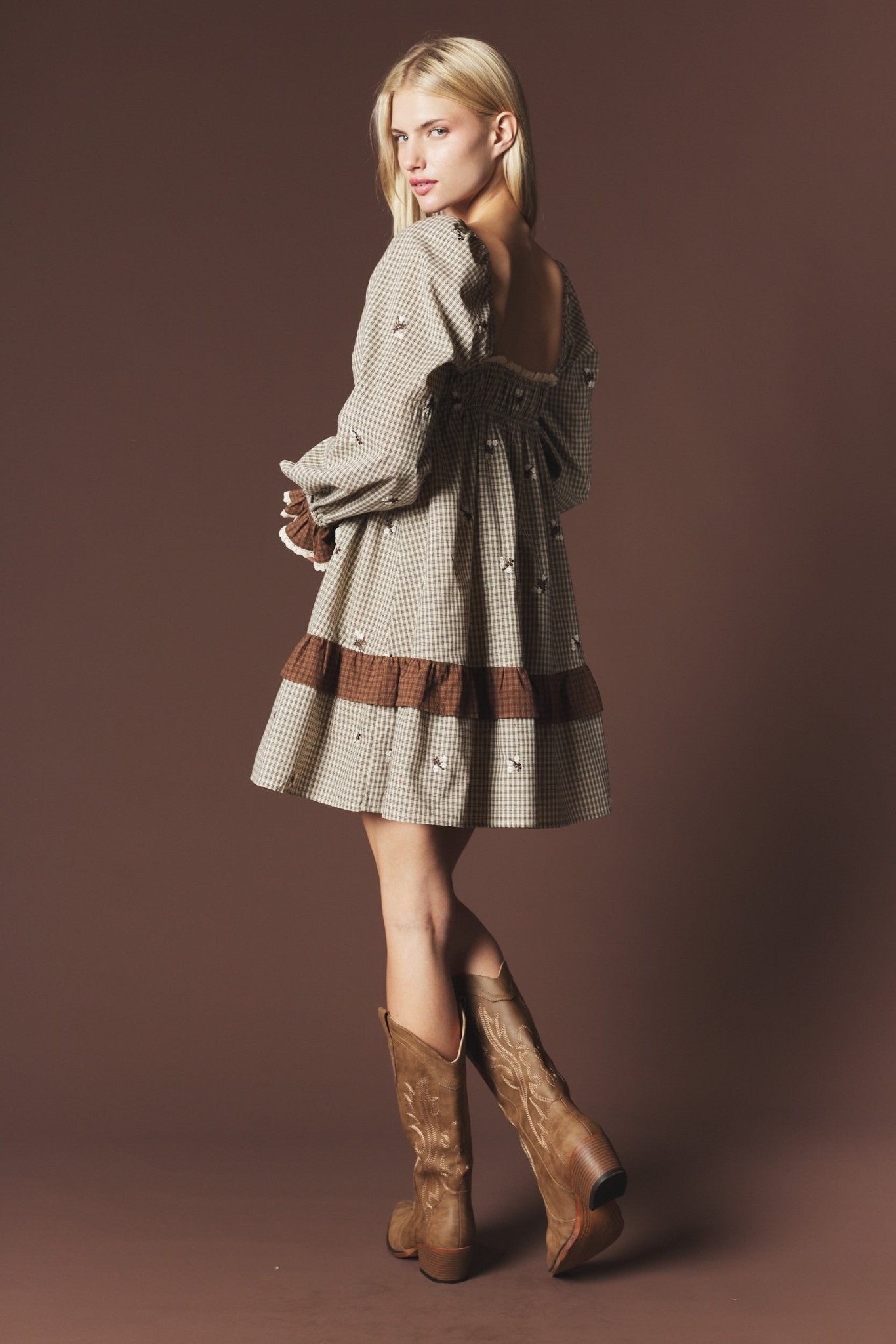 Lovesong Plaid Heart Pocket Mini Dress - Westly