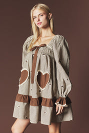 Lovesong Plaid Heart Pocket Mini Dress - Westly