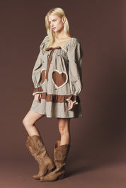 Lovesong Plaid Heart Pocket Mini Dress - Westly