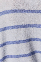 Lowtide Rolled Edge Stripe Cardigan - Light Blue Blue Stripe