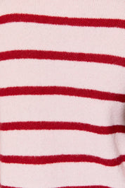 Lowtide Rolled Edge Stripe Cardigan - Pink Red Stripe