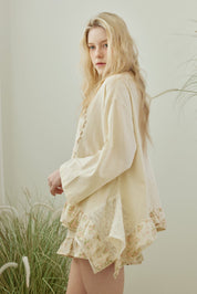 Lucia Boho Frilled Floral Crochet Patchwork Top - Westly