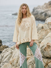 Lucia Boho Frilled Floral Crochet Patchwork Top - Westly