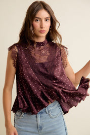 Lucienne Polka Dot Lace Peplum Top - Westly