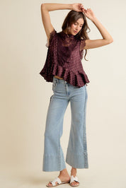 Lucienne Polka Dot Lace Peplum Top - Westly