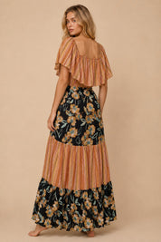 Lucille Mixed Print Flutter Sleeve Maxi Dress - Westly