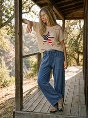Lucky Star USA Open Knit Short Sleeve Sweater - Westly