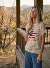 Lucky Star USA Open Knit Short Sleeve Sweater - Westly