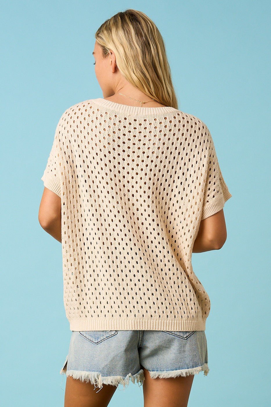 Lucky Star USA Open Knit Short Sleeve Sweater - Westly