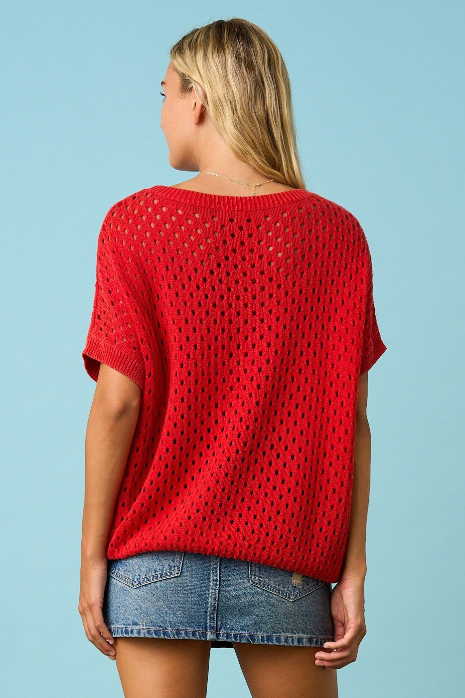 Lucky Star USA Open Knit Short Sleeve Sweater - Westly