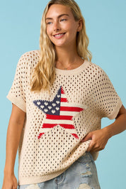 Lucky Star USA Open Knit Short Sleeve Sweater - Westly