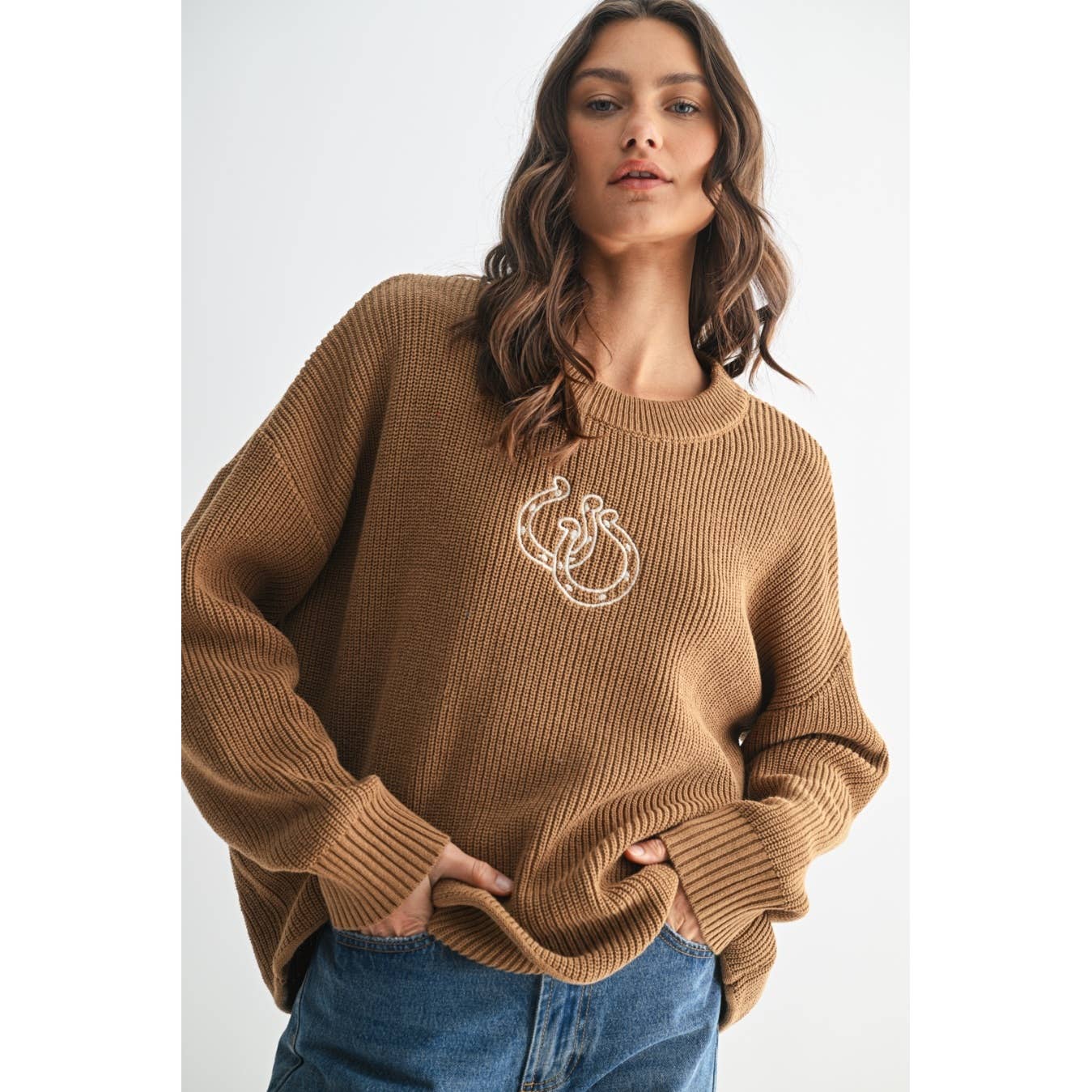 Lucky You Double Horseshoe Knit Sweater - Westly