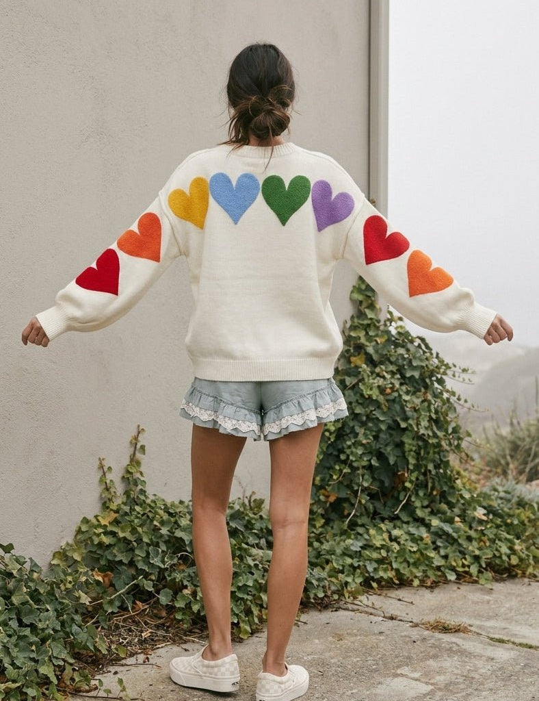 Lucy Rainbow Heart Patch Sweater - Westly