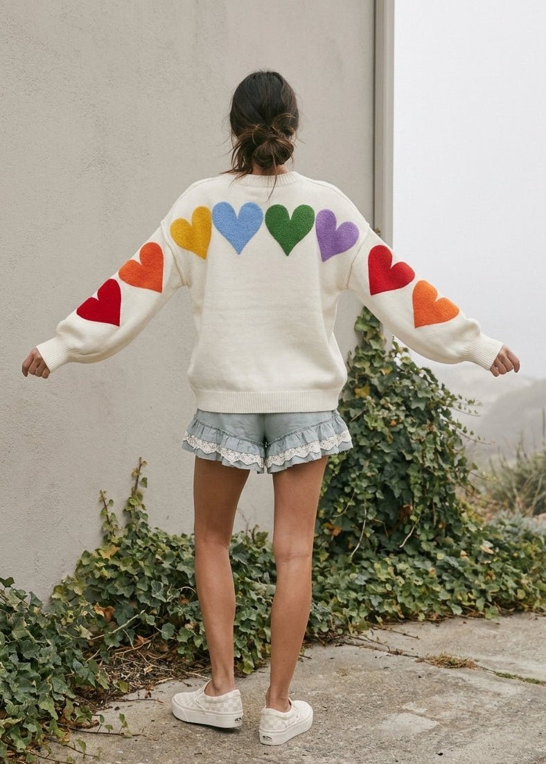 Lucy Rainbow Heart Patch Sweater - Westly