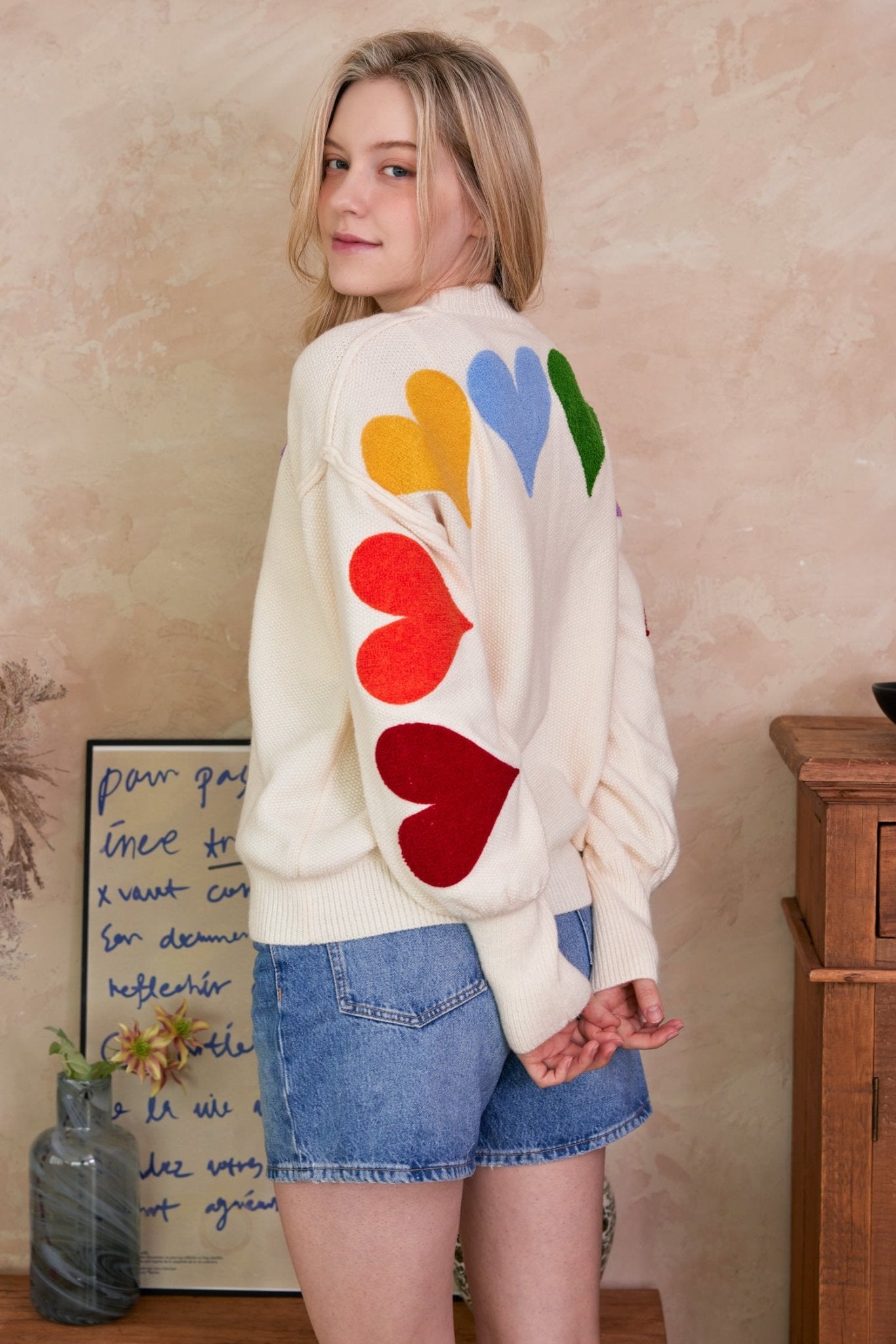 Lucy Rainbow Heart Patch Sweater - Westly