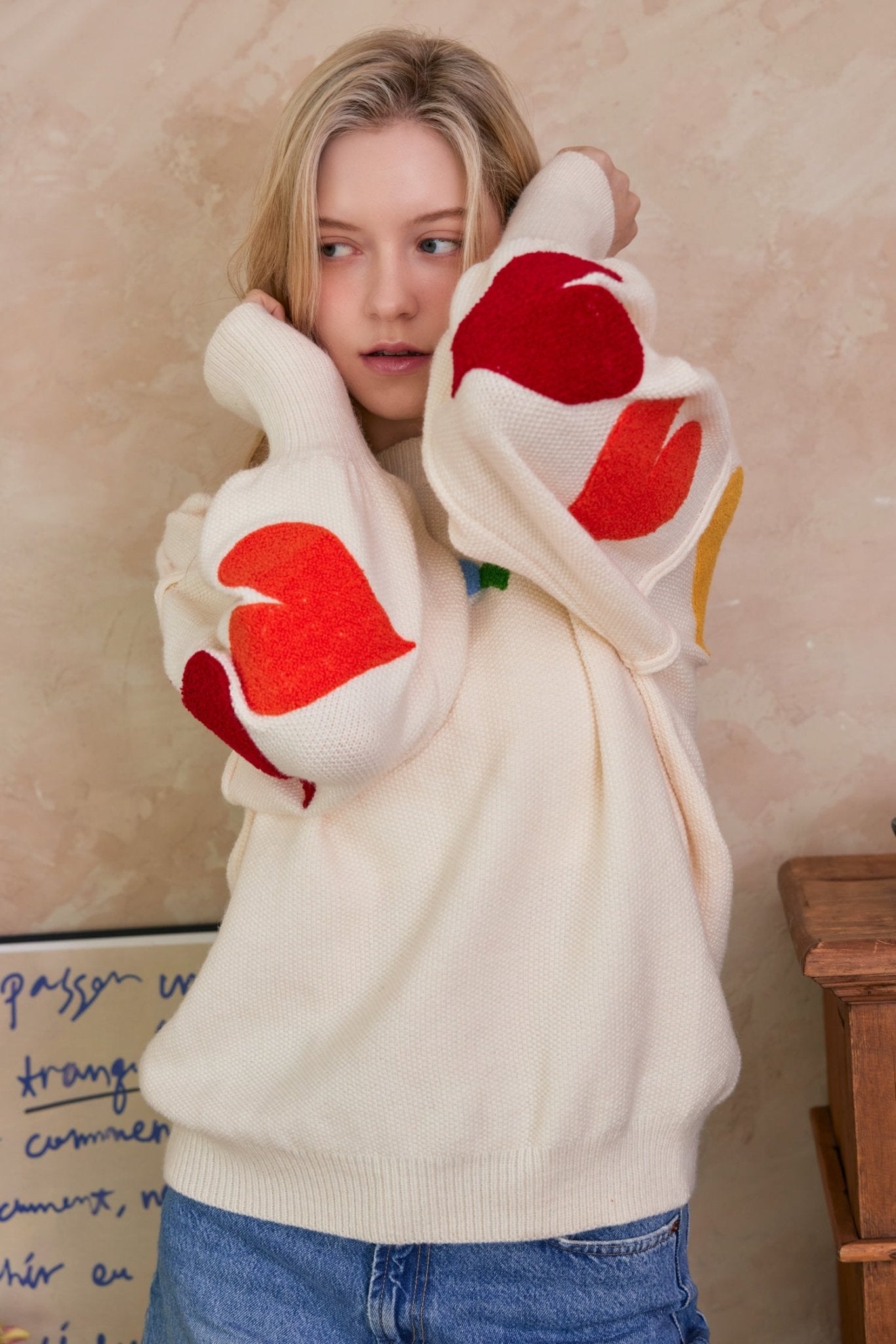 Lucy Rainbow Heart Patch Sweater - Westly