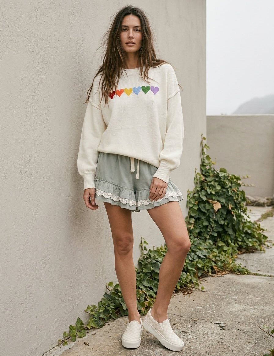 Lucy Rainbow Heart Patch Sweater - Westly