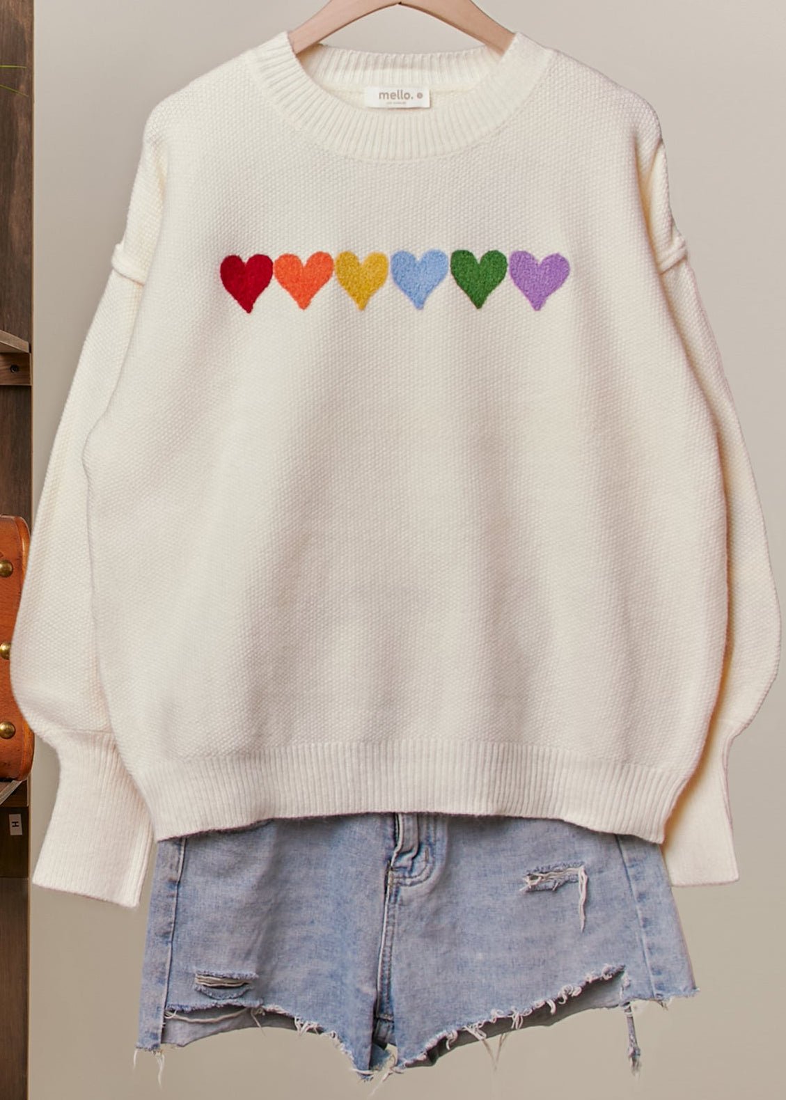 Lucy Rainbow Heart Patch Sweater - Westly