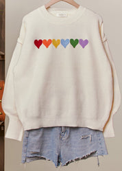 Lucy Rainbow Heart Patch Sweater - Westly