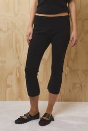 Lune Foldover Knit Capri Pants - Black