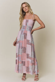 Magnolia Patchwork Print Smocked Maxi Dress - Westly