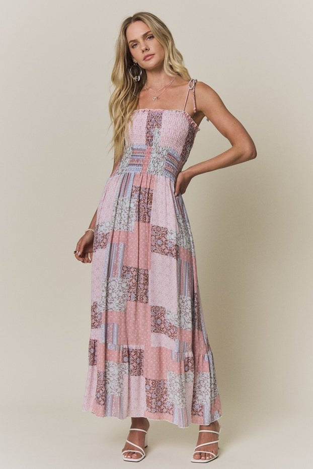 Magnolia Patchwork Print Smocked Maxi Dress - Westly