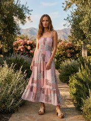 Magnolia Patchwork Print Smocked Maxi Dress - Westly