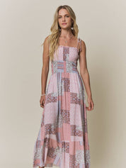 Magnolia Patchwork Print Smocked Maxi Dress - Westly
