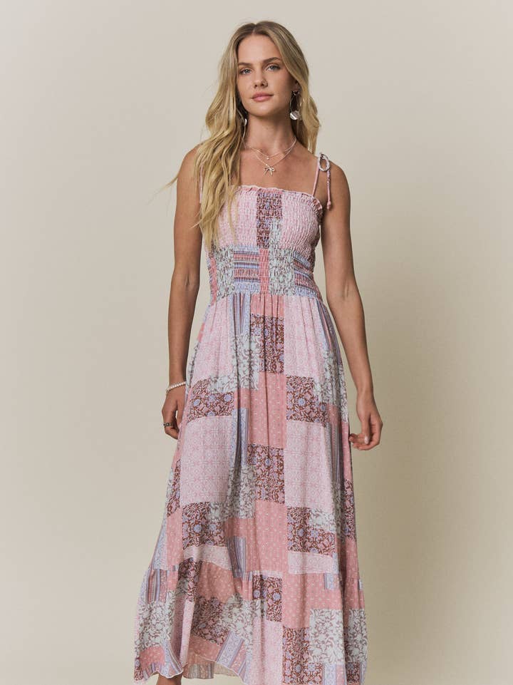 Magnolia Patchwork Print Smocked Maxi Dress - Westly