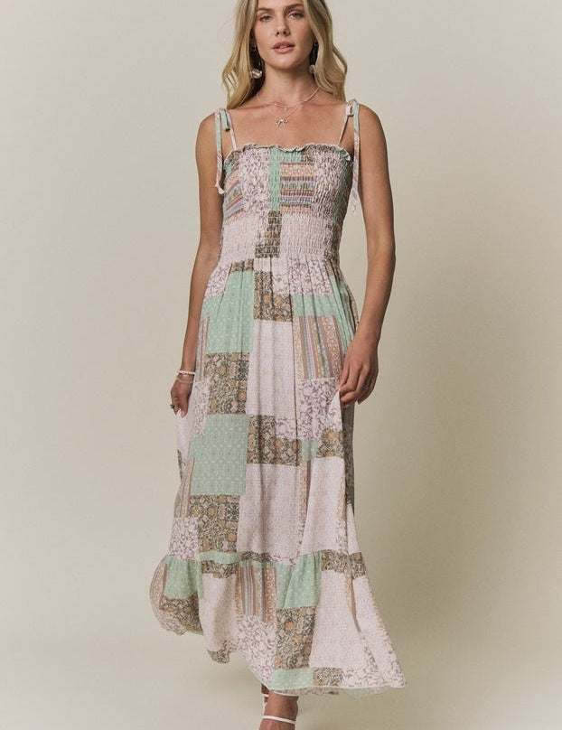 Magnolia Patchwork Print Smocked Maxi Dress - Westly