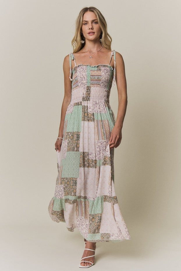 Magnolia Patchwork Print Smocked Maxi Dress - Westly