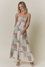 Magnolia Patchwork Print Smocked Maxi Dress - Westly