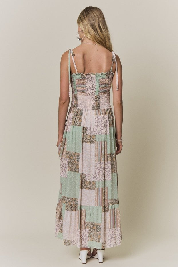 Magnolia Patchwork Print Smocked Maxi Dress - Westly