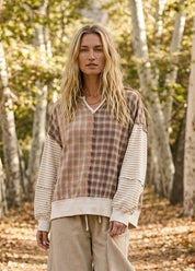 Maisy Plaid Mix Washed Knit Top - Westly