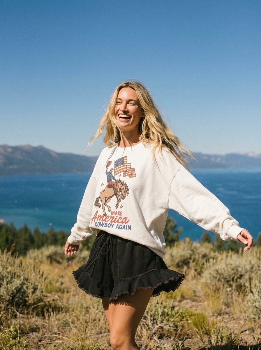 Make America Cowboy Again Oversized Graphic Sweatshirt - Westly