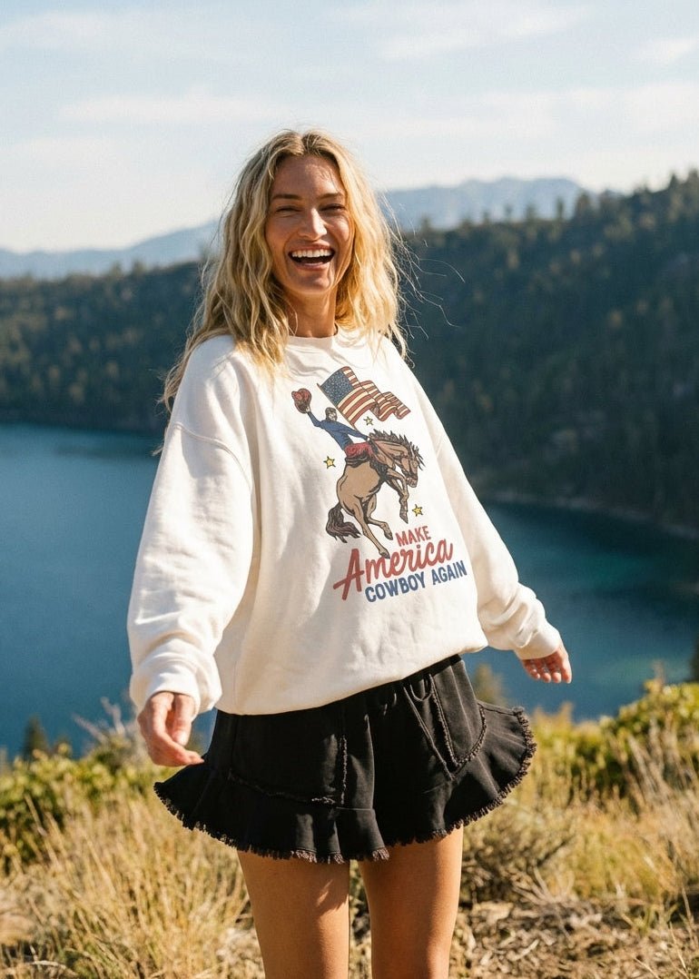 Make America Cowboy Again Oversized Graphic Sweatshirt - Westly