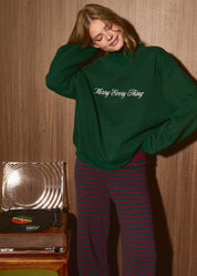 Making Merry Embroidered Sweatshirt in Green, product photo 1