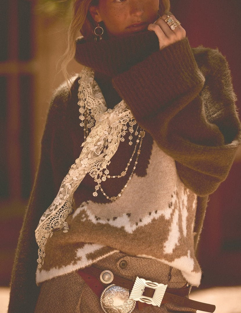 Mammoth Fuzzy Jacquard-Knit Turtleneck Sweater - Westly
