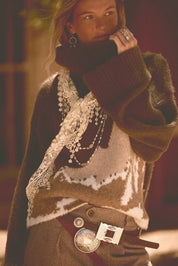 Mammoth Fuzzy Jacquard-Knit Turtleneck Sweater - Westly