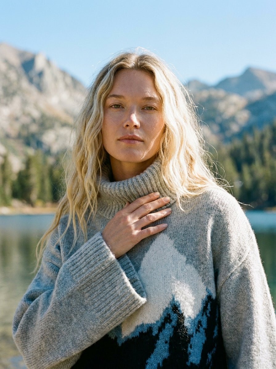 Mammoth Fuzzy Jacquard-Knit Turtleneck Sweater - Westly