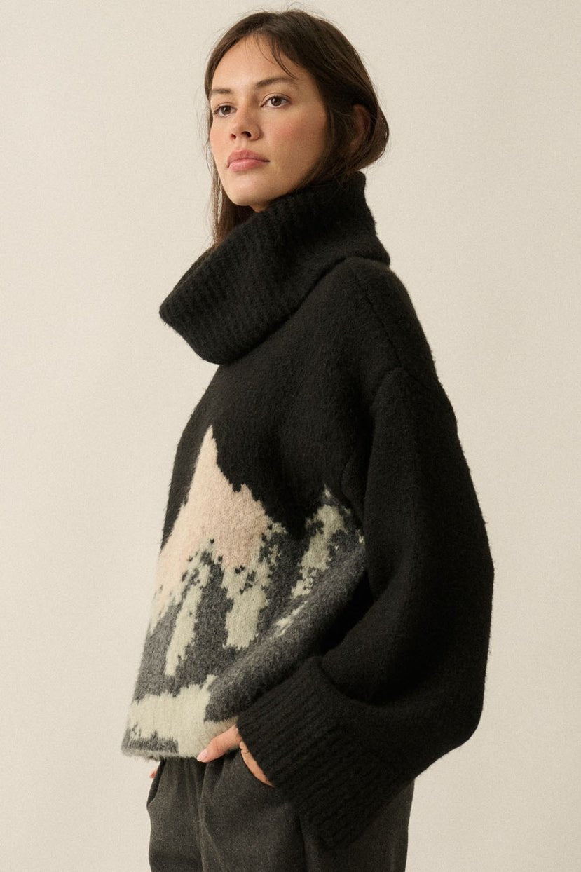 Mammoth Fuzzy Jacquard-Knit Turtleneck Sweater - Westly