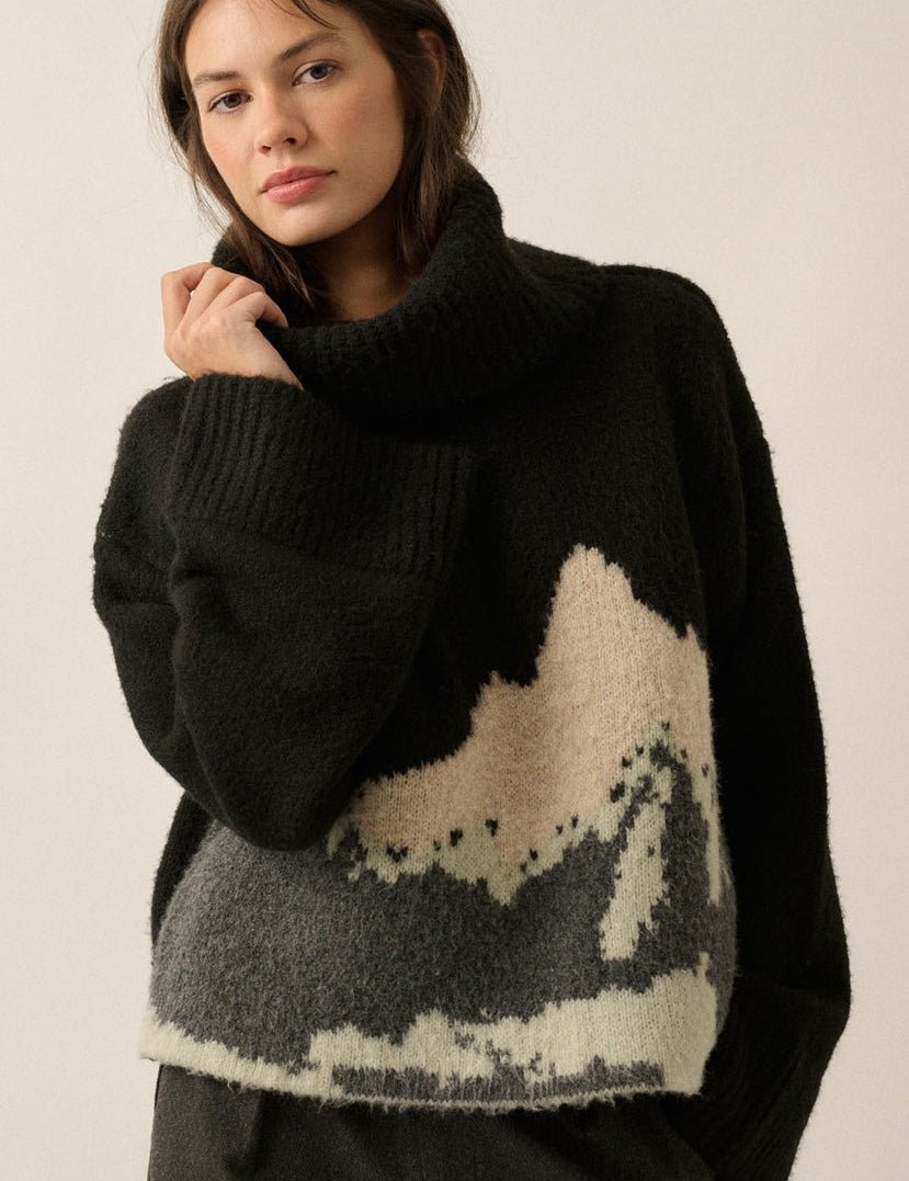 Mammoth Fuzzy Jacquard-Knit Turtleneck Sweater - Westly