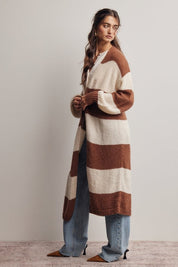 Maple Coast Striped Longline Knit Cardigan - Westly