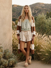 Maple Coast Striped Longline Knit Cardigan - Westly